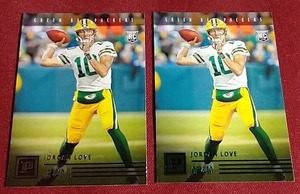 lot 152 image: (2) 2020 Panini Chronicles Jordan Love Rookie Cards - Silver & Green