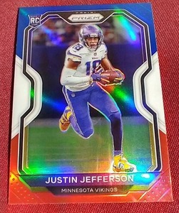 lot 165 image: 2020 Prizm Justin Jefferson Red, White & Blue Prizm Rookie Card