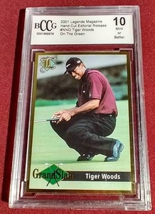 lot 173 image: 2001 Legends Magazine Tiger Woods Rookie Card - BCCG 10