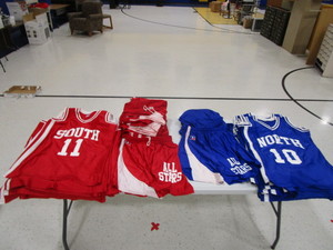 lot 370 image: (24) Russell North South All Stars Girls Basketball Uniforms