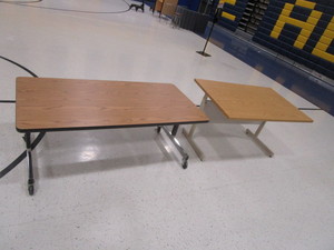 lot 421 image: (2) Adjustable Height Computer Tables 30x4 & 30x5