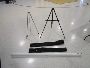 lot 429 image: (2) Info Board Easels & 6 Pull Down Projector Screen