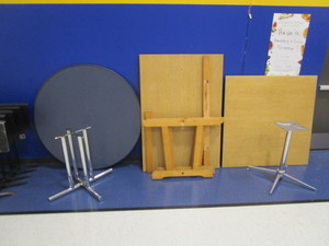 lot 435 image: (3) Tables Round 54 Rectangle 40x57 Square 4