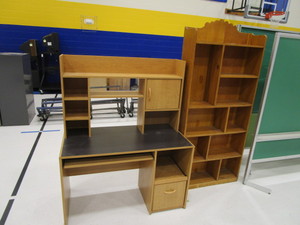 lot 112 image: Desk 4x2x59 Shelf 34x9x75