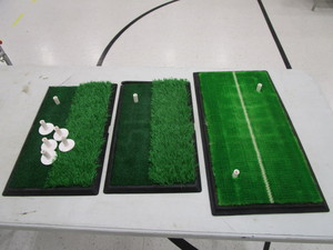 lot 197 image: (3) Golf Driving Mats w5 Extra Rubber Tees