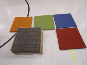 lot 209 image: 2x2 Carpet Tiles (30) Grey Pattern (6) Green (6) Orange (4) Red (2) Blue