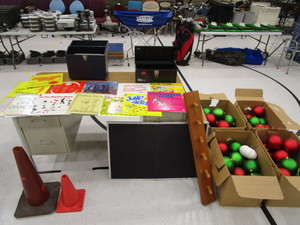 lot 264 image: PE Records, Tool Box, Cones, Coat Hanger, Bulletin Board, Large Xmas Ornaments