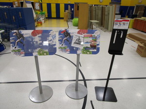 lot 269 image: (2) MenuInfo Boards & Hand Sanitizer Stand
