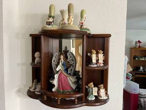 lot 147 image: Wall Shelving with Mirror & All Items on It