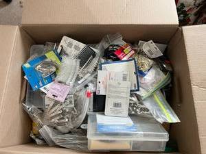 lot 181 image: Box Full of Binding Clips, Sorting Boxes & Craft Supplies
