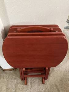 lot 208 image: 4 Fold Up Tables on Storage Rack
