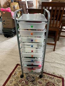 lot 217 image: Rolling Storage Rack & Contents