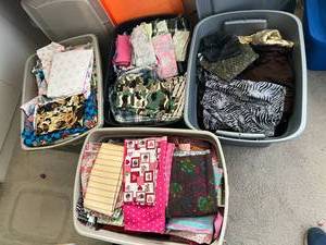 lot 230 image: 4 Totes Full of Fabric