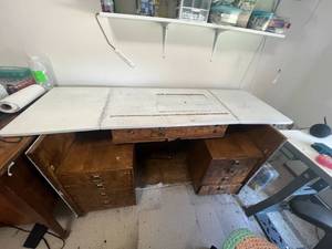 lot 282 image: Work Top with Drawers & Fold Down Sides