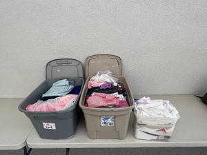 lot 289 image: 3 Totes of Fabric, 2 Large & 1 Small