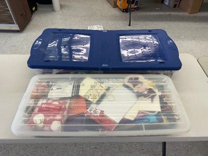 lot 291 image: 2 Long Totes of Holiday Supplies