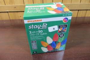 lot 9 image: Sylvania LED Stay-Lit Platinum C9 String Lights - 2 sets of 50, 65.3ft total