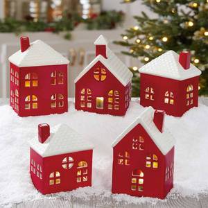 lot 6 image: Holiday Ceramic Village 5-Piece Set