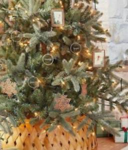 lot 14 image: 26 Natural Woven Wood Christmas Tree Collar Light Brown - Hearth&Hand With Magnolia