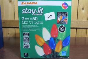 lot 27 image: Sylvania Stay-Lit 2 Sets Of 50 LED C9 Lights