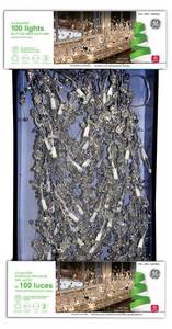 lot 32 image: GE ConstantON Incandescent Glitter Gem Garland, 9 ft., 100ct, Clear