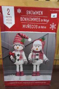 lot 45 image: Set Of Two Plush Snowmen Decorative Christmas 23 Tall
