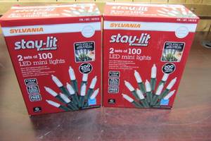 lot 60 image: SYLVANIA STAY LIT 100 MINI LED LIGHTS 2 PACK, PURE WHITE - Two Boxes (400 Lights)