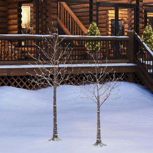 lot 50 image: Two Flocked Trees With 296 Warm White LED Lights