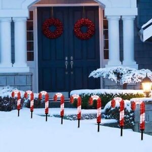 lot 51 image: Led Candy Cane Pathway Lights, 8 Pieces
