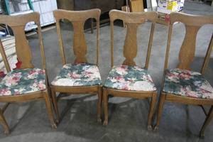 Set Of Four Chairs With Fabric Cushions