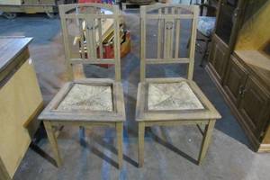 Two Chairs With Wicker Seat