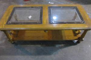 Wood Coffee Table With Glass Inlay