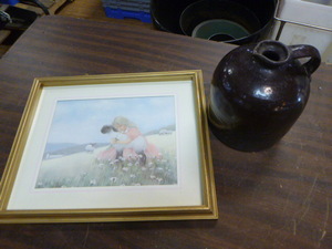 lot 60 image: Framed Artwork and Jug