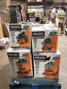 lot 8 image: Pallet of Ridgid WetDry Shop Vacs  Various Models and Conditions Customer Returns See Pictures