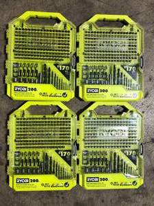 lot 10 image: 4 Lots of RYOBI 200-Piece Drill and Impact Drive Set  Customer Returns See Pictures