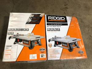 lot 16 image: 2 Lots of RIDGID 6.5 Amp Corded 7 in. Table Top Wet Tile Saw Customer Returns See Picutures