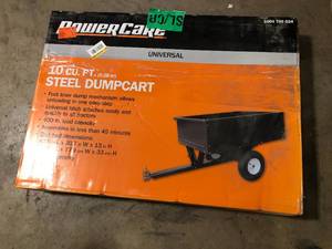 lot 29 image: PowerCare 10 cu. ft. Lawn Mower Dump Cart with Wheels  Customer Returns See Picutures