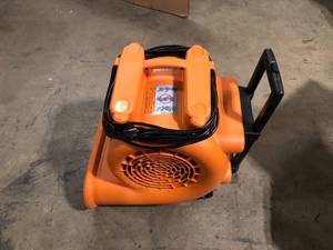 lot 38 image: RIDGID 1625 CFM 3-Speed Portable Blower Fan Air Mover with Collapsible Handle and Rear Wheels for Water Damage Restoration  Customer Returns See Picutures