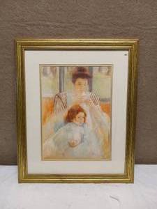 lot 71 image: FRAMED MOTHER AND CHILD PAINTING