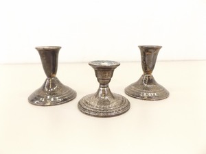 lot 30 image: Lot of 3 Sterling Silver .925 Weighted Candle Holders