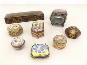 lot 42 image: Lot of Highly Detailed Hand Painted etc. Trinket Boxes