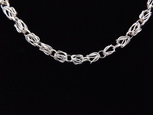 lot 63 image: .925 Sterling Silver Textured Wide Link LONG Chain Necklace