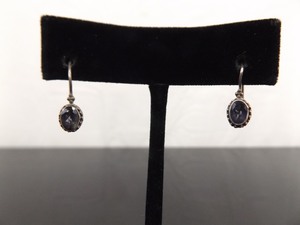 lot 71 image: .925 Sterling Silver Deep Amethyst Hook Latch Earrings