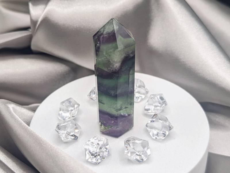 NEW - 2 14 6 Point Flourite Tower (Example Pictured - Stone May Have Slight Variations)