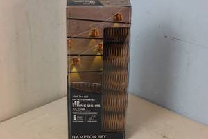 NEW - Hampton Bay IndoorOutdoor 15.4 ft. 10-Light Brown Battery Powered Bell-Shaped Integrated LED Bulb Rattan String Lights 012109105791 MSRP $19.97