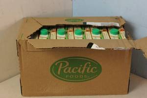 Case of 12 Bottles of Pacific Foods Vegetable Broth Best By 06022023