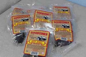 7 Bags (1 Pound Total) of Goodtimes Saddlebag Beef Jerky Best By 04272023