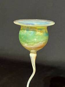 lot 24 image: Karl Schmid Signed Glass Stemmed Candle Holder