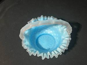 lot 66 image: Victorian Cased Glass Basket with Controlled Bubbles