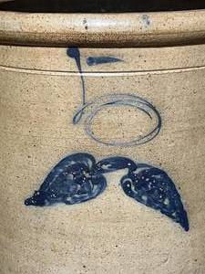 lot 5 image: Antique Red Wing 5 Gallon Salt Glazed Stoneware Crock